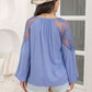 Lace Detail Tie Neck Balloon Sleeve Blouse