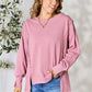 Culture Code Full Size Round Neck Exposed Seam Slit Top