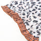 Plus Size Leopard Ruffle Trim Long Sleeve Blouse