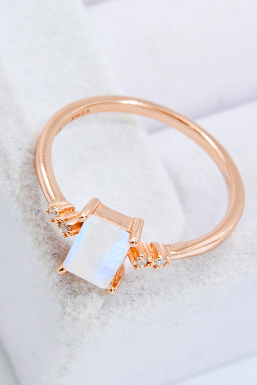 Women's Rectangle Natural Moonstone Ring