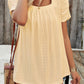 Eyelet Square Neck Puff Sleeve T-Shirt