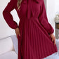 Women's Obsessed Tie Neck Balloon Sleeve Pleated Dress