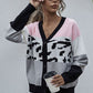 Women's Color Block Drop Shoulder Button Down Cardigan
