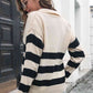 KnittedEmporium Striped Johnny Collar Sweater