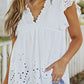Women's Frill Trim Flutter Sleeve Plunge Blouse