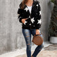 Women's Sophia & Grace Full Size Star Print Zipper Fleece Hooded Coat