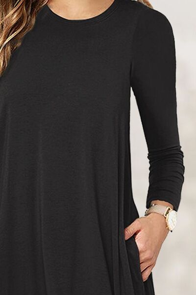 Round Neck Long Sleeve Mini Dress