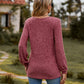 Full Size Round Neck Button-Down Long Sleeve Tee