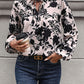 Printed Tie Neck Balloon Sleeve Blouse