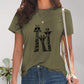 Giraffe Graphic Round Neck T-Shirt