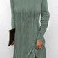Textured Drawstring Long Sleeve Hooded Dress