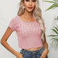 Cable-Knit Round Neck Short Sleeve Knit Top