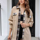 Full Size Plaid Button Down Collared Jacket