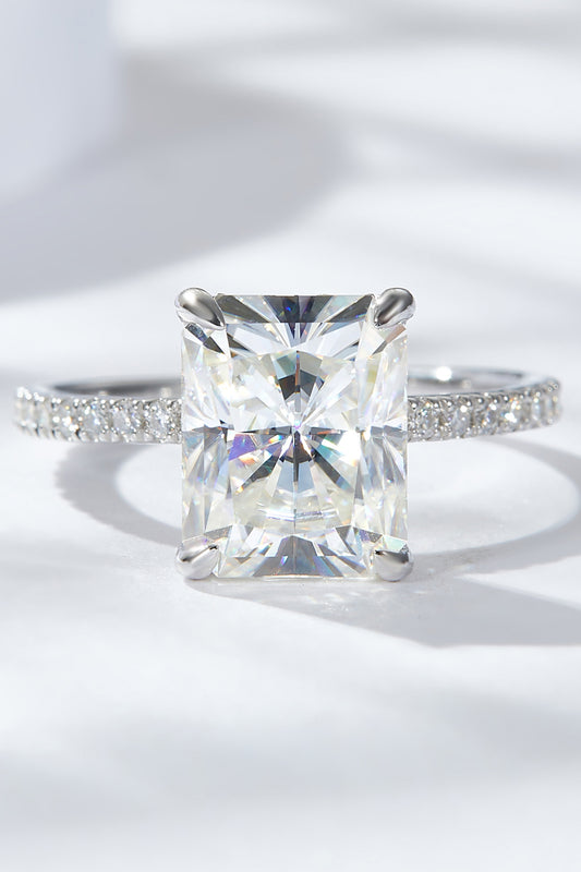 Women's 4 Carat Moissanite 4-Prong Side Stone Ring