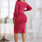 Boat Neck Lantern Sleeve Dress