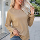 Adelisa & Yehn Round Neck Raglan Sleeve Ribbed Blouse