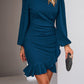 Women's DentaCosmo Ruched Ruffled Balloon Sleeve Mini Dress