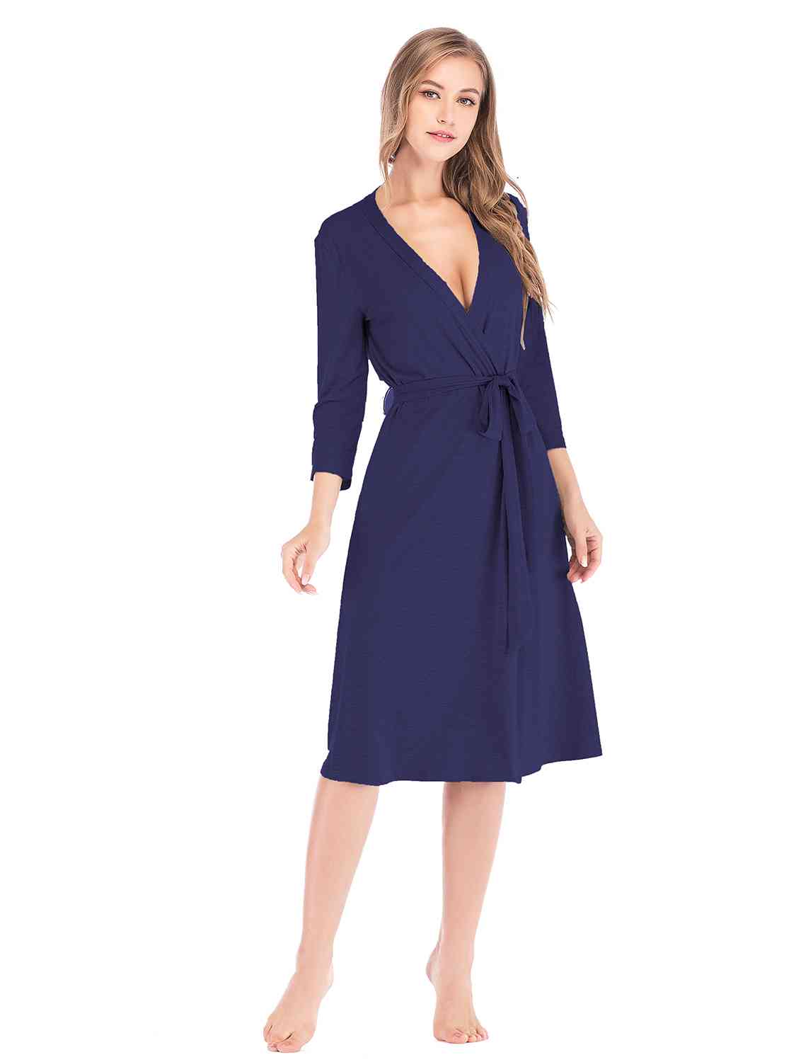 Full Size Plunge Tie Front Night Dress