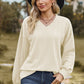 Textured V-Neck Dropped Shoulder T-Shirt
