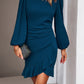 Women's DentaCosmo Ruched Ruffled Balloon Sleeve Mini Dress