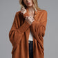 One Size Dolman Sleeve Open Front Ribbed Trim Longline Cardigan