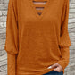 Cutout Round Neck Long Sleeve T-Shirt
