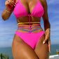 RESTRICTED ACCESS Halter Neck Strappy One-Piece Swimsuit