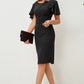 Slit Round Neck Flutter Sleeve Dress
