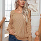 KnittedEmporium Decorative Button Cold-Shoulder Sweater