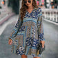 Printed Tie Front Flounce Sleeve Dress