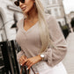 AuroraBlissX V-Neck Lantern Sleeve Blouse