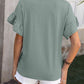 Ruffled Round Neck Short Sleeve Blouse