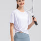 Round Neck Short Sleeve Active Top