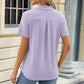Pocketed Johnny Collar Short Sleeve Blouse
