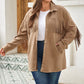 Plus Size Fringe Trim Snap Down Long Sleeve Shacket