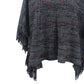 One Size Round Neck Fringe Detail Sleeve Poncho