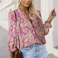 Printed Frill Flounce Sleeve Shirt