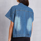 Pocketed Button Up Short Sleeve Denim Top