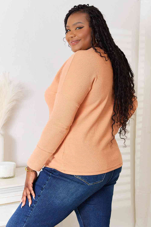 Basic Bae Half Button Long Sleeve Top *