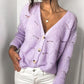 Openwork Button Up Long Sleeve Cardigan