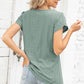 Eyelet Notched Petal Sleeve Blouse
