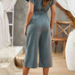 DuskJumpers Tie-Waist Buttoned Cropped Jumpsuit