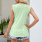 Contrast Full Size V-Neck Eyelet Tank