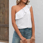 Full Size Eyelet One-Shoulder Tank