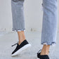 Forever Link Black Flat Round Toe Lace-Up Sneakers