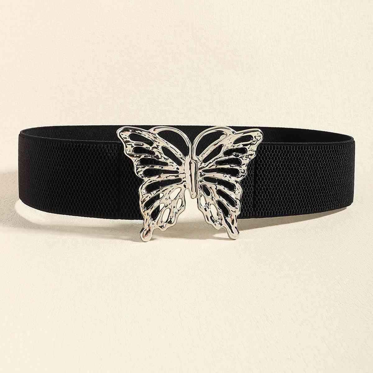 Chic Woman Butterfly Alloy Buckle Elastic Belt