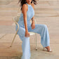 Cutout Tied Pleated Sleeveless Jumpsuit