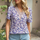 Floral V-Neck Short Sleeve T-Shirt