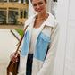 Plush Contrast Zip Up Coat