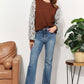 And The Why Chestnut Brown Full Size Foil Printed Sleeve Top